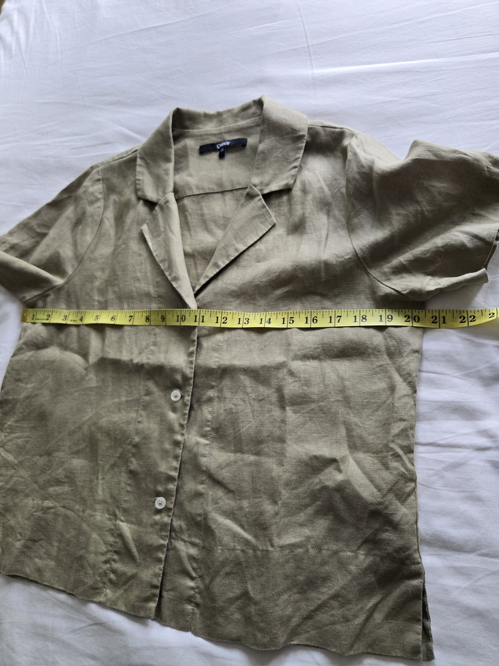 Quince 100% European Flax Linen Short Sleeve Shirt Olive Green Small CMA01 - Picture 13 of 15